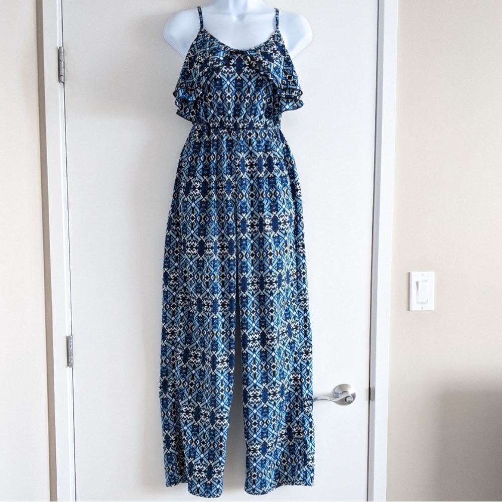 Blue and Black Patterned Jumpsuit
